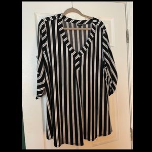 Cream and Black Striped Blouse